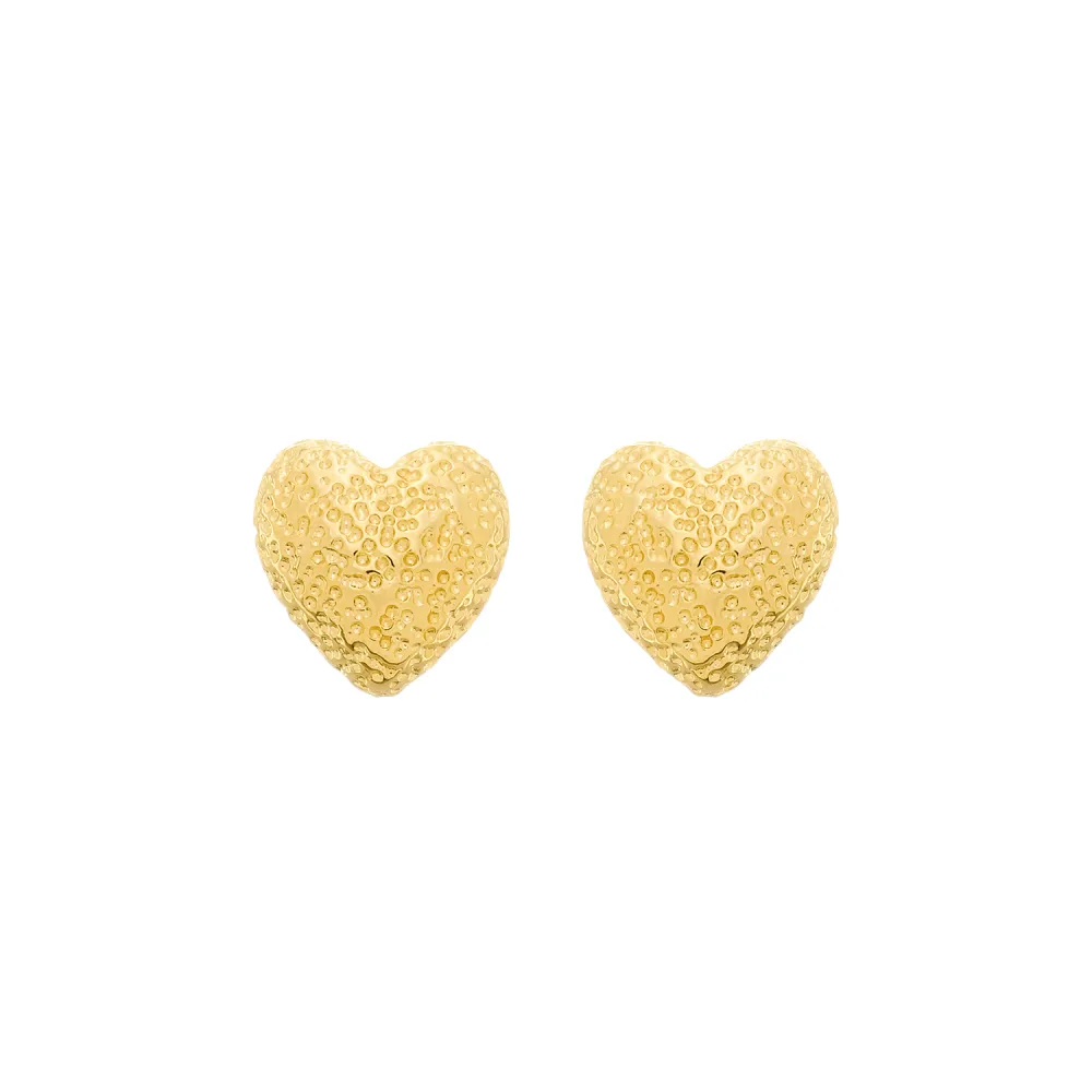 Brinco Dourado de Coração Irregular